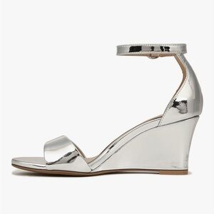 NWOT NIB Naturalizer Vera-Wedge Ankle Strap Wedges silver metallic leather 6.5